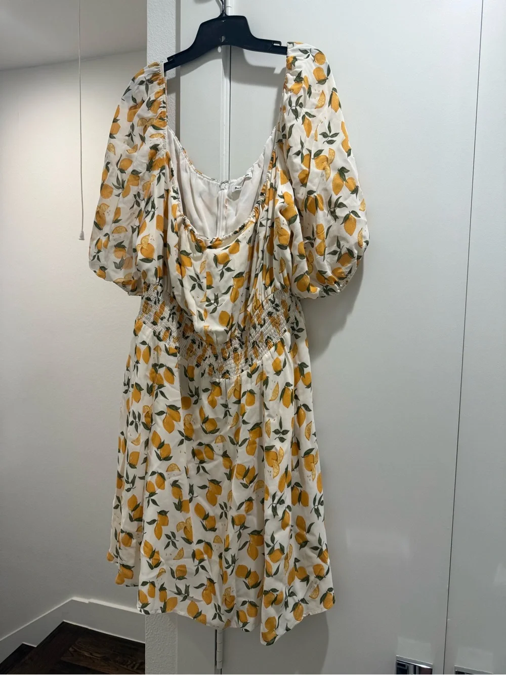 Reformation White Lemon-Print Mini Dress with Yellow and Green - Picture 2 of 6